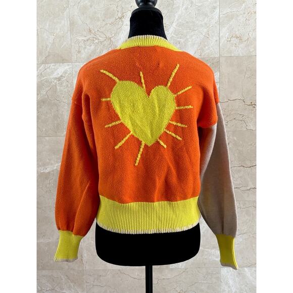 Kerri Rosenthal Sunshine Cardigan - XS Orange Yellow Colorblock Dopamine - Picture 5 of 12